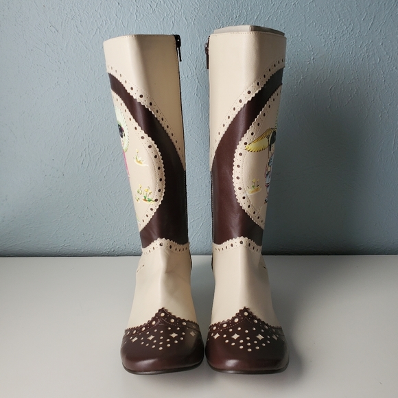 RARE Vintage Irregular Choice Y2K China Doll Art Boots Kitten Heel - Picture 2 of 8